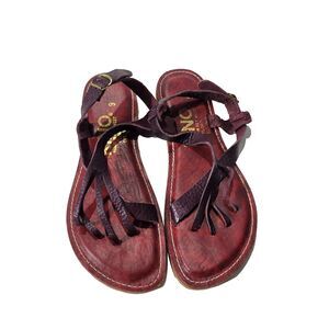 Kino Spider Leather Sandals Made In Key West Burgundy Sz 9